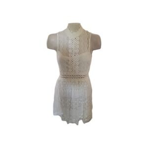 Windsor Lace Ruffled Scalloped Layered High Neck Dress M Romantic Feminine Balle